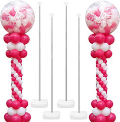4 Set Heavy-Duty Balloon Column Stand Kit for Floor, 6.6Ft Adjustable Metal Tele