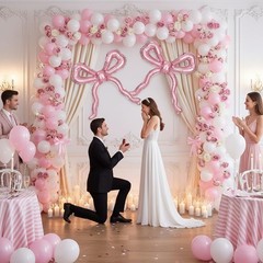 5pcs Light Pink Bow Balloons Coquette Decorations, Giant Pearl Baby Pink Bow …