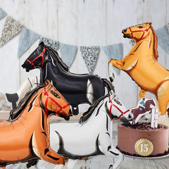 8 Pieces 30 Inches Inflatable Horse Balloons Aluminum Foil Blow up Horse Party D