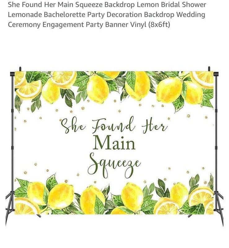 Mocsicka She Found Her Main Squeeze Backdrop Lemon Bridal Shower Lemonade Bac…