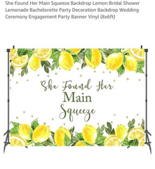 Mocsicka She Found Her Main Squeeze Backdrop Lemon Bridal Shower Lemonade Bac…