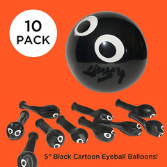 10 Pack 5″ BLACK SPIDER EYES LATEX BALLOONS Sculptures Cartoon Eyeballs Animal