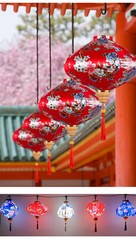 Retro Chinese Hanging Lanterns Peony Floral Cloth Lantern Party Festival Decor