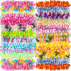 50 Counts Hawaiian Leis Bulk for Luau Party Decorations Colorful Tropical Flower
