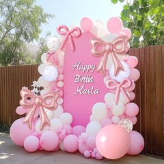 4 Pcs Pink Bow Balloons, 31”Huge Bow Aluminum Foil Balloons for Birthday, Bab…