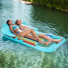 4E’s Novelty 2 Person Inflatable Pool Lounger Float for Two Adults with Phone