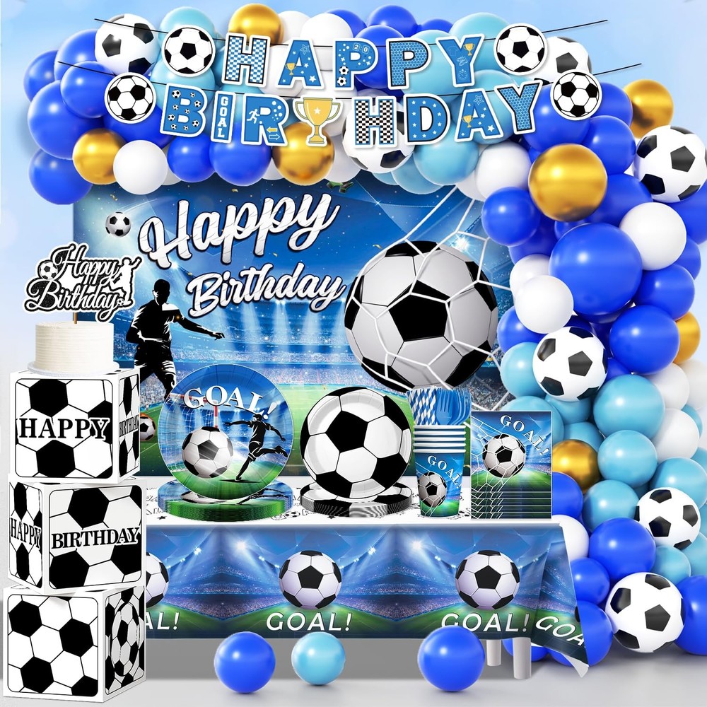 Soccer Birthday Party Decorations, All-in-1 Supplies Pack, Includes Plates an…