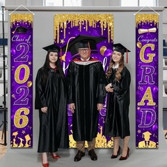 Graduation Decorations Class of 2026 Purple and Gold Congrats Large,