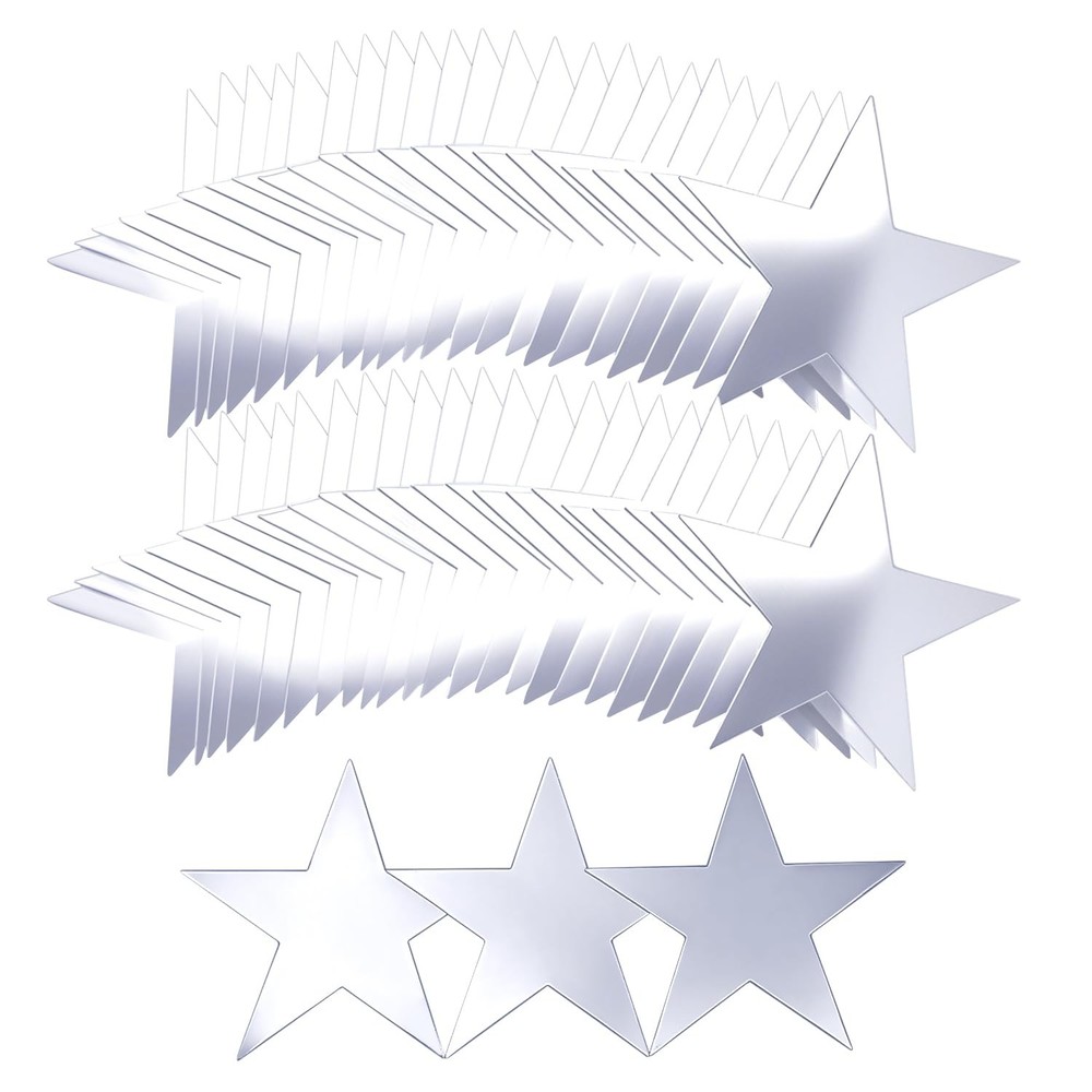 120 PCS Silver Star Cutouts 6 Inch Cardboard Decorations Bulletin Board DIY