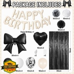 Adorely Black Bow Birthday Decorations