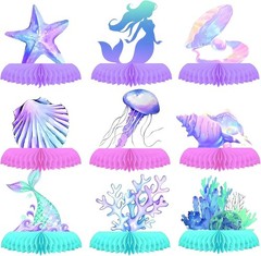 Mermaid Party Decorations Ocean Centerpieces 9pcs Honeycomb Sea Theme