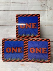 Spider 1st Birthday BoxesDecorations, 3pcs One BABY Spider Super Hero.Red/blue.N