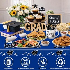 Graduation Decorations 2026, Class of 2026 Graduation Tablecloth, 2 Pack Disposa