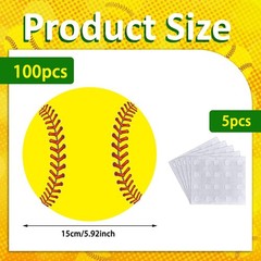 100 PCS Softball Cutout Paper Ball Decor With 100 PCS Glue Point Crafts