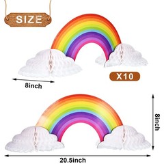 10 Pieces Rainbow Honeycomb Centerpiece Rainbow Party Table Decoration Cloud …