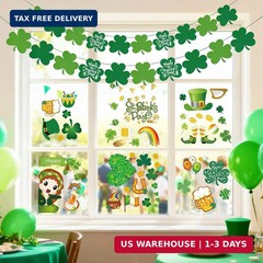 St Patricks Day Decorations – 5 Pack Shamrock Clover Garland Banner – NO DIY Fel
