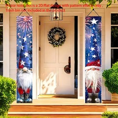 2D flat Patriotic Gnome Porch Banners Set of 2, Hanging Decorations for Front…