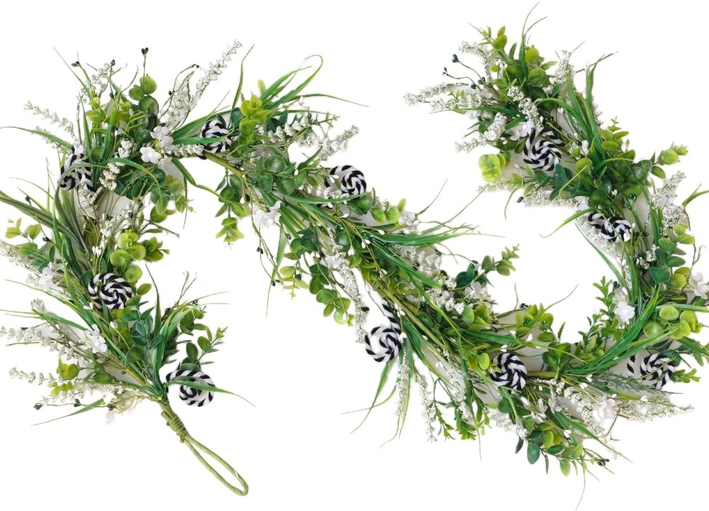 6 Ft Spring Green Boxwood Garland for Mantle, Greenery Spring Summer Garland