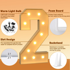 4FT Marquee Numbers, Light up Numbers 2 for 21St Birthday Decorations, Marquee L