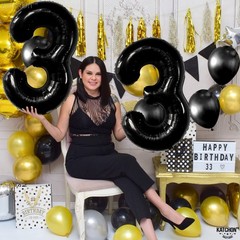 , Giant Black 33 Balloon Numbers – 40 Inch | 33 Birthday Balloons, 33 Birthda…