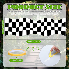 Wonderland Runner Carpet Decoration 118 x 24 Inches Black and White Checkered…