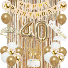 40Th Birthday Decorations for Women, Banner, Sash and Crown, Cake Topper, 40 Num