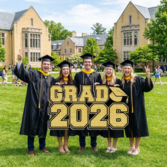 Graduation Yard Sign Large 32 X 18 Inch Grad 2026 Lawn Sign with Stakes Black Go