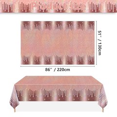 4 Pack Rose Gold Table Cloths, 51 x 86 inches Rose Gold Glitter Rosegold