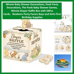 Charming Winnie the Pooh Baby Shower Decorations with Diaper Raffle Box & Games