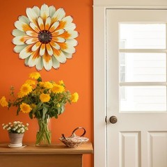YEAHOME Metal Flower Wall Decor, 16″ Wall Art Hanging Decorations for Home Ba…