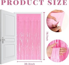 Shiny Pink Tinsel Backdrop 2 Pack for Birthday, Graduation, and Celebrations