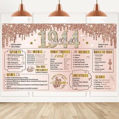 Turypaty 80th Birthday Decorations for Women Back in 1944 Banner, Pink Rose Gold