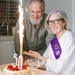 Purple 50th Birthday Decorations – 2 Piece Set, Sash & Tiara Set