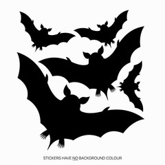 5 x Black Bat Stickers Halloween Vinyl Decal for Cars, Laptops, iPads, Crafting