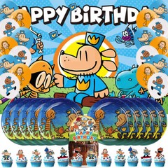 Dog Man Party Supplies Birthday Decorations Set Plate Balloon Banner Cake topper