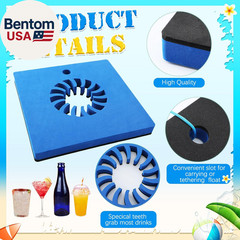 4 Pcs Foam Floating Drink Holder for Pool 9.5 Inch Blue and Black Refreshment Ta
