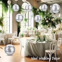 Inflatable Disco Ball Decor – 4 Set Large Beach Ball Hanging Mirror Party Suppli