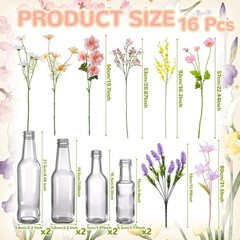 8 PCS Artificial Wildflowers Table Centerpiece Vases Silk Flower Arrangement