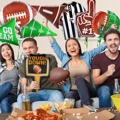 Football Shaped Foil Balloons, 8 Count, Touchdown Balloons for Football Game Tai