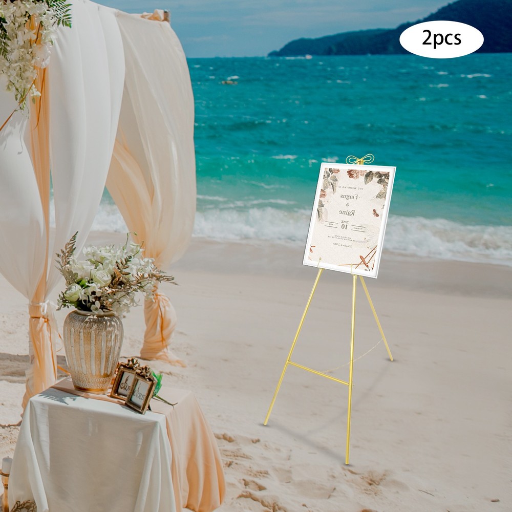 Modern Gold Display Easel 2 Pack Decorative Floor Standing Holder for Event