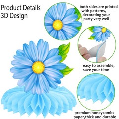 10 PCS Summer Flower Honeycomb Centerpieces Multicolor Sunflower Daisy Decor