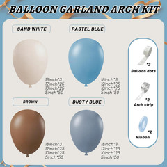 412Pcs Dusty Blue and Brown Balloon Arch Kit, 5 10 12 18Inch Bear Baby Shower De