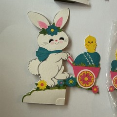 Vtg Hallmark Paper Honeycomb Easter Bunny & Chick Cut Out Table Decor SEE & READ