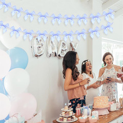 2Pcs Bow Garland Banner, Ribbon Bow Party Decorations for Baby Shower Girls Bow