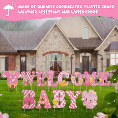 13 Pcs Baby Shower Yard Sign with Stakes, 12 Inch Its a Girl Lawn Garden Sign Ge