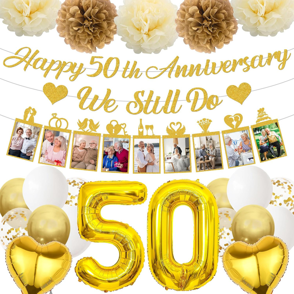 Happy 50Th Anniversary Party Decorations – Gold Glitter We Still Do Decoration w