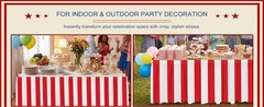 2 Packs Red and White Striped Table Skirt Circus Table Skirt Carnival Theme