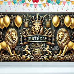 Black and Gold Party Decorations Banner 71×43 Inch, Large Happy Birthday Backdro