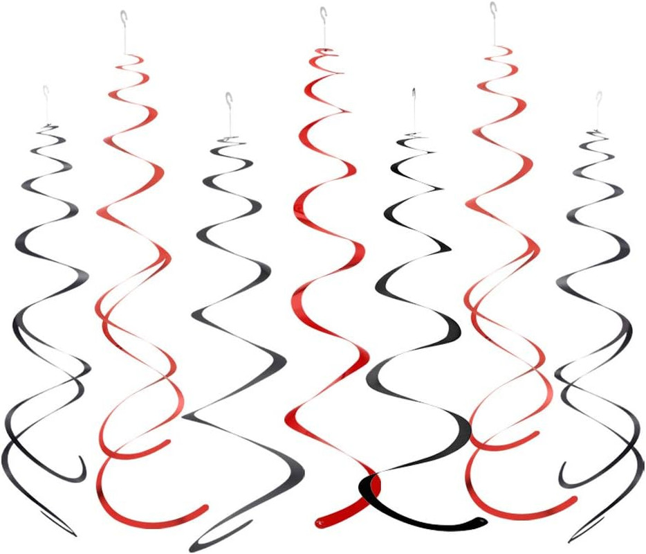 Black and Red Foil Swirl Hanging Decoration for Birthday Graduation Wedding New