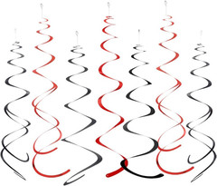 Black and Red Foil Swirl Hanging Decoration for Birthday Graduation Wedding New